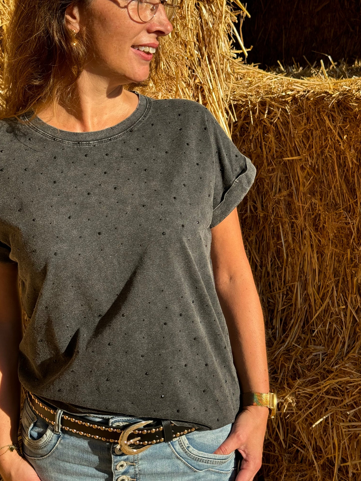 Stoer met Studs grijs T-Shirt