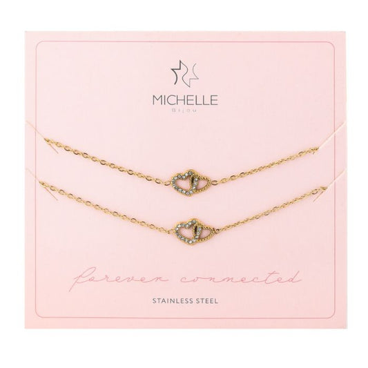 Vriendschap armbandjes gouden hartjes met  diamantjes