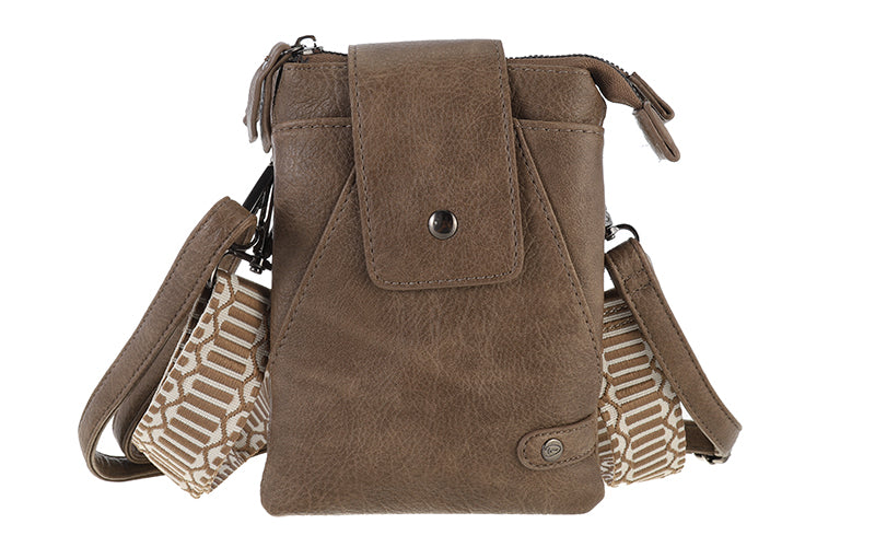Dark camel crossbody en telefoontasje Horton