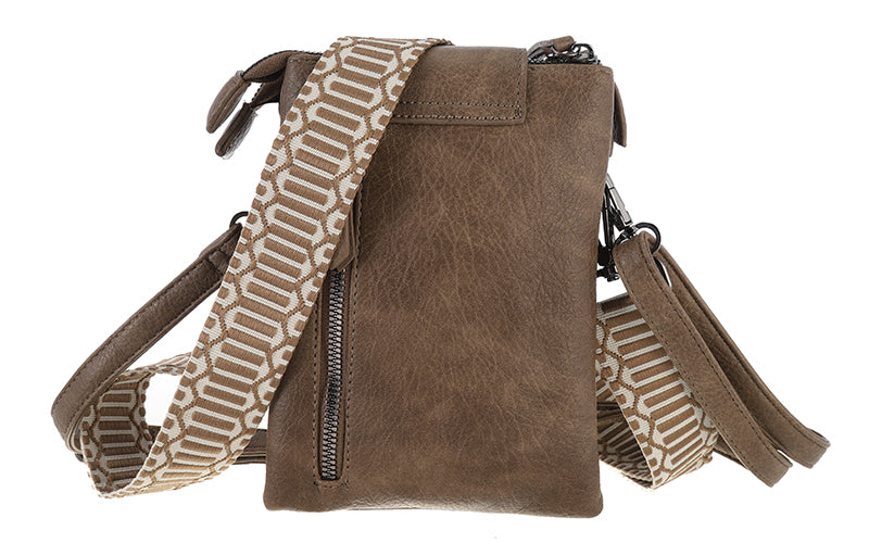 Dark camel crossbody en telefoontasje Horton
