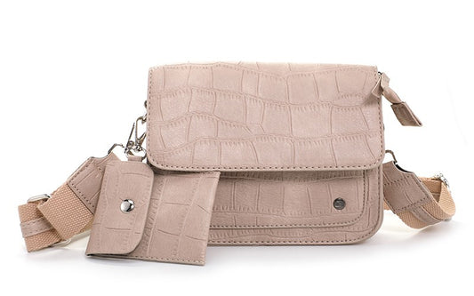Khaki croco schoudertasje Samos