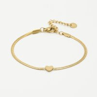 Armband plat met hart goud