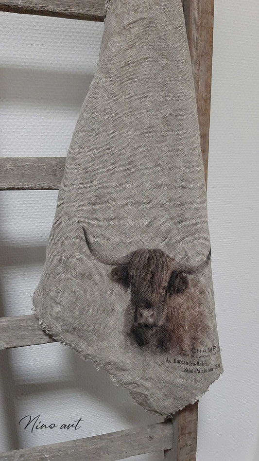 Shabby doek hooglander gekleurd